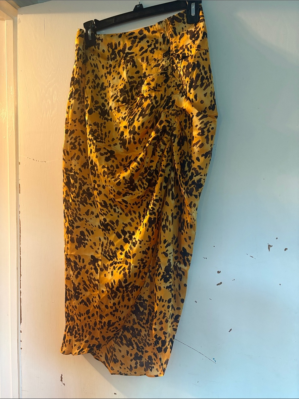 Buddy Love Yellow and Black Leopard Print Midi Skirt